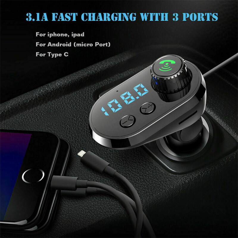 Automobilski handsfree bežični Bluetooth 5.0 komplet FM odašiljač Automobilski LCD zaslon MP3 player USB punjač FM modulator Dodaci za automobil