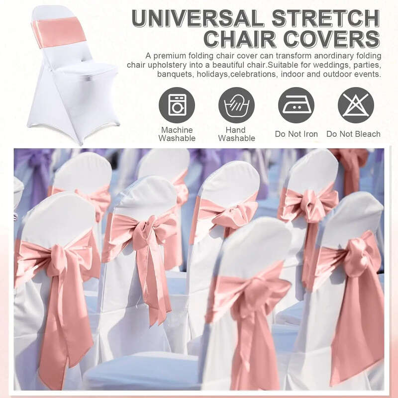 Advance Stretch Spandex Satin Cercete Funde Husa scaun pentru nunta Baby Shower Banchet Petrecere Biserica Ceremonie Decoratiuni