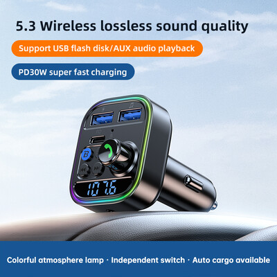 Transmițător FM Bluetooth 5.3 Adaptor pentru mașină Bluetooth fără fir Receptor radio AUX Player MP3 Apel Mâini libere Tip-C Încărcător de mașină USB