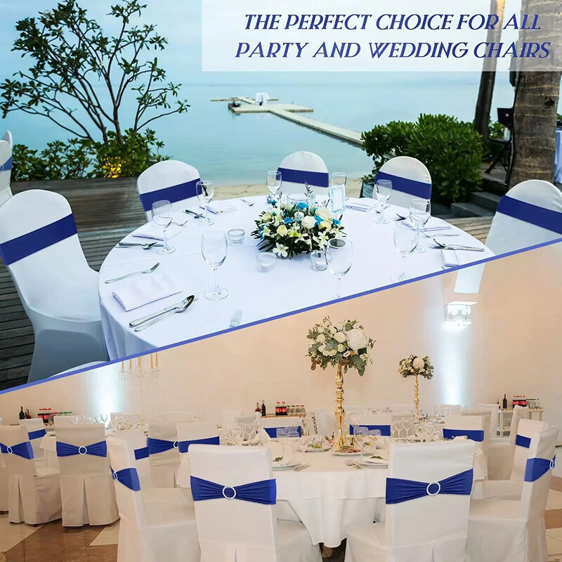 20 komada poliesterskih spandex pojaseva za stolice Rastezljive vezice za stolice Mašne s kopčom Klizač za vjenčanje Banket Party Decoration