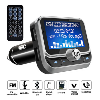 2023 Transmițător FM pentru mașină nou cu telecomandă 1,8" LCD Bluetooth MP3 Player Încărcător auto USB dublu Modulator FM Mâini libere