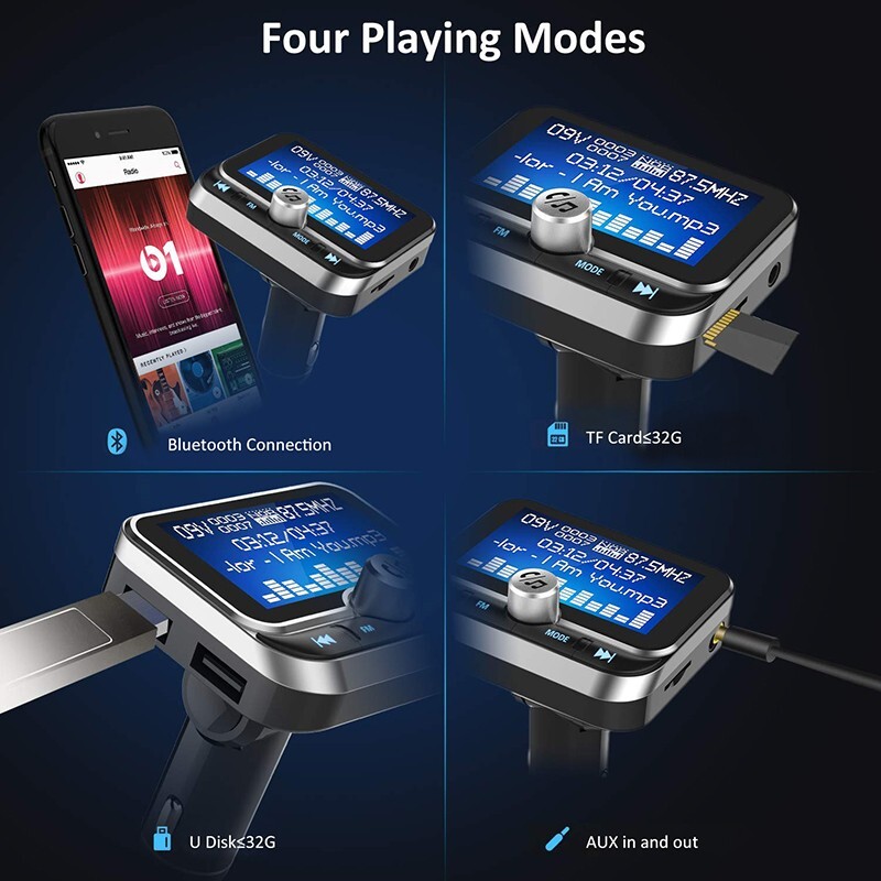 2023. aasta uus auto FM-saatja kaugjuhtimispuldiga 1,8-tolline LCD Bluetooth MP3-mängija Kahe USB-autolaadija vabakäe-FM-modulaator