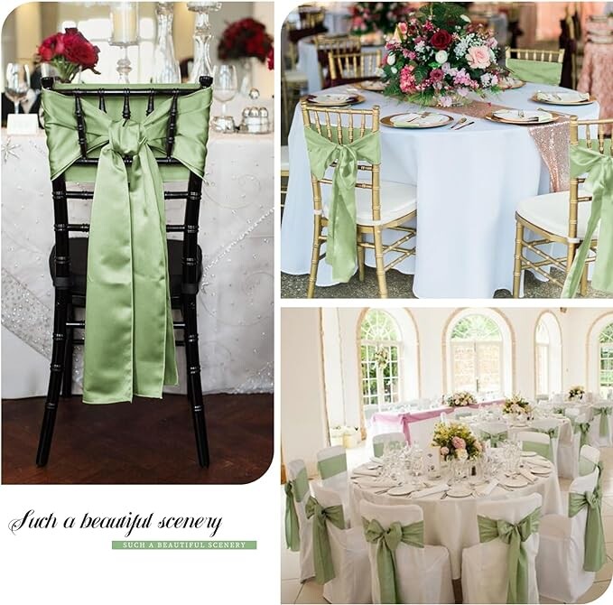 10 tk Satiinist toolide raamid Lipsud Paelad pulmatarbed bankett-peoürituste kaunistamiseks Universaalne tooli kate taga