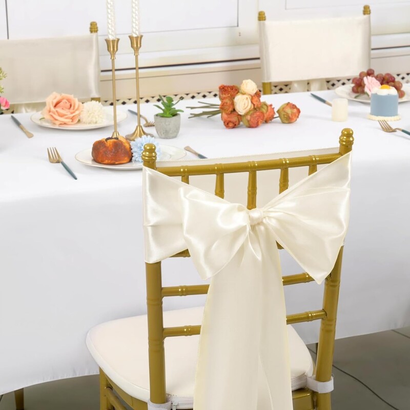 10 tk Satiinist toolide raamid Lipsud Paelad pulmatarbed bankett-peoürituste kaunistamiseks Universaalne tooli kate taga