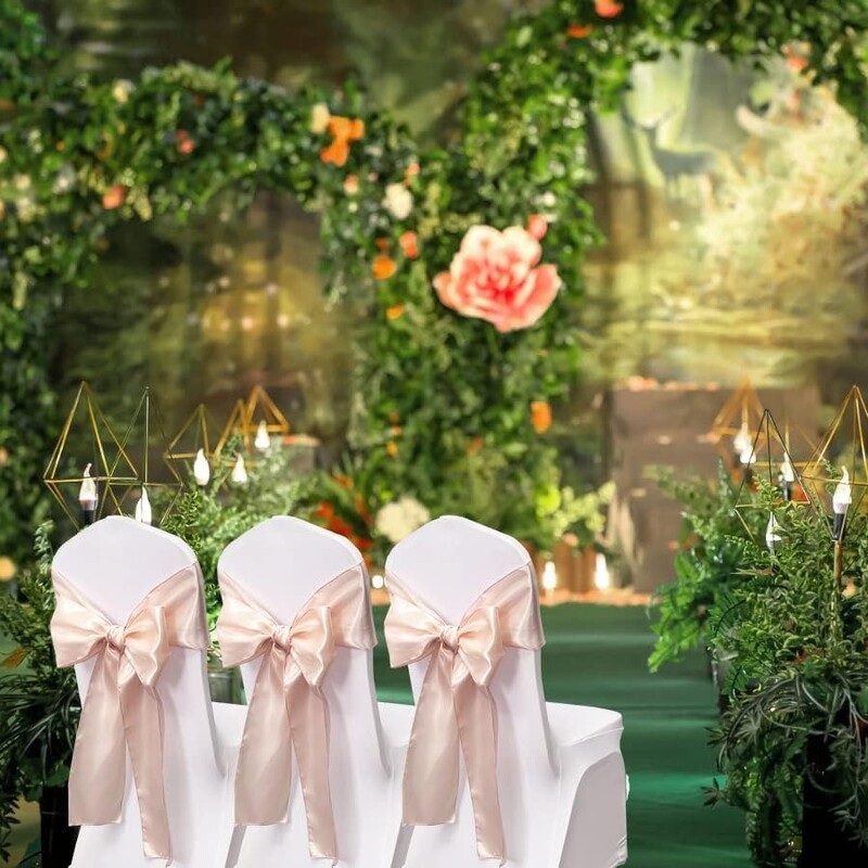 10 tk Satiinist toolide raamid Lipsud Paelad pulmatarbed bankett-peoürituste kaunistamiseks Universaalne tooli kate taga