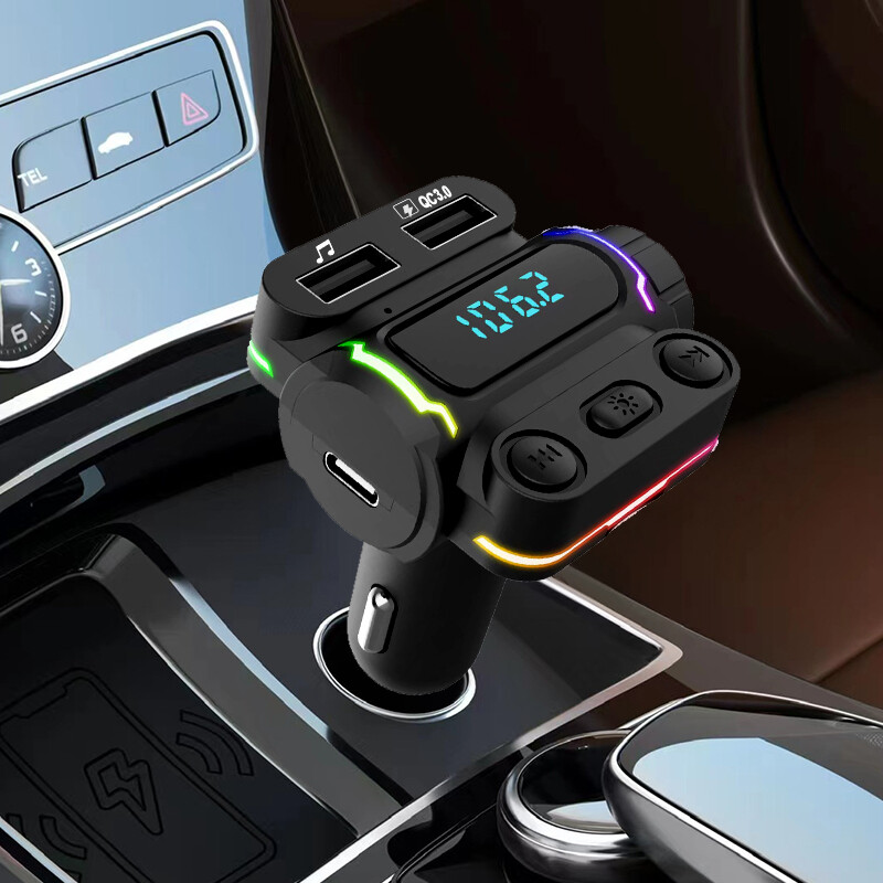 Transmițător FM Bluetooth 5.0 pentru mașină Receptor audio wireless Mâini libere Player MP3 QC3.0 Încărcător rapid USB dublu Accesorii auto