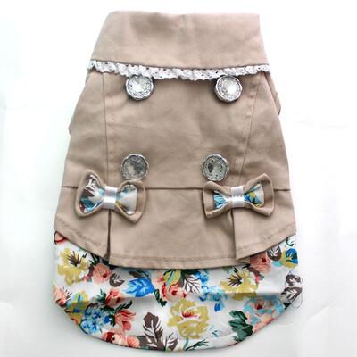 XKSRWE Rochie pentru câini, pisici, cu funde, haină pentru cățeluș, jachetă, haine de primăvară/toamnă, îmbrăcăminte