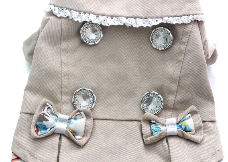 XKSRWE Rochie pentru câini, pisici, cu funde, haină pentru cățeluș, jachetă, haine de primăvară/toamnă, îmbrăcăminte