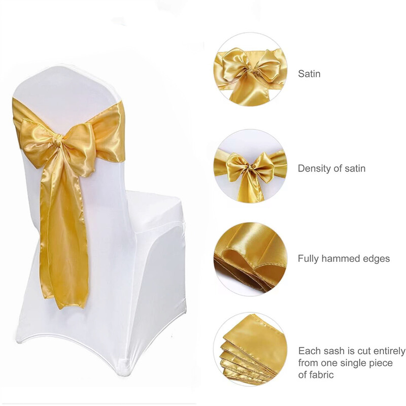 10PCS Vjenčane dekoracije Satenska leptir leptir za stolice za svadbene događaje Banket Dekoracija navlake za blagovaonicu