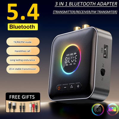 Transmițător 3 în 1 Bluetooth 5.4 Receptor Modulator FM Transmițător 3,5 MM AUX Type-C Interfață în mai multe puncte Muzică Hifi de calitate CD