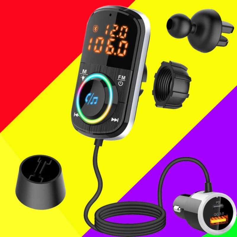 Player Mp3 Bluetooth pentru mașină Bc71 Multifuncțional Qc3.0 Încărcare rapidă Accesorii universale pentru mașină Transmițător FM Încărcător auto Pd