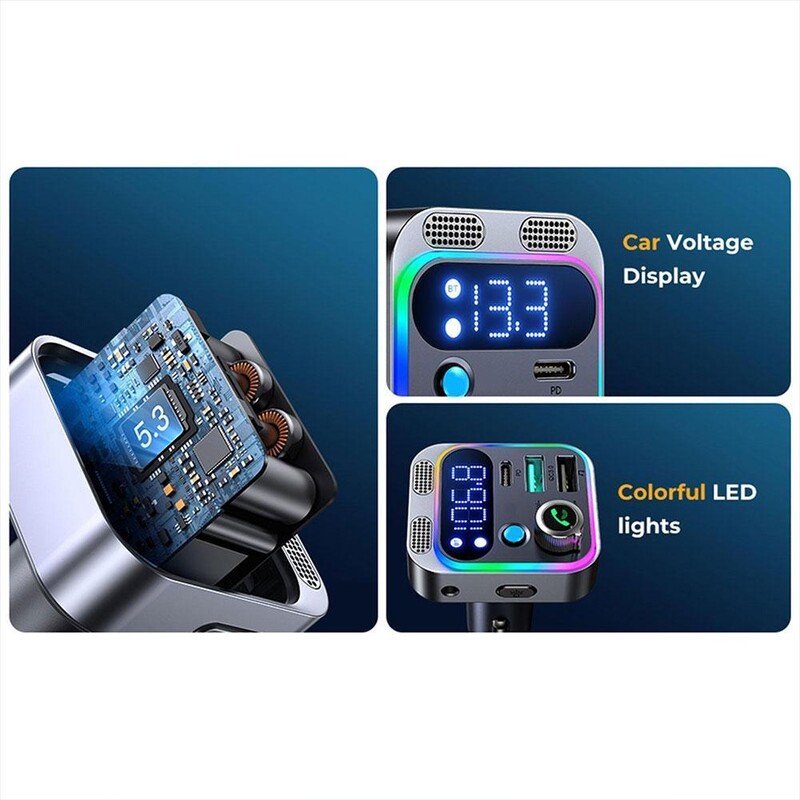 Bluetooth 5.3 Πομπός FM 4 θυρών USB φορτιστής αυτοκινήτου Τύπος C PD 250W Προσαρμογέας γρήγορης φόρτισης για Huawei OPPO Oneplus IPhone 14