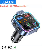 LENCENT Bluetooth 5.3 FM saatja C-tüüpi PD 30W ja QC3.0 USB-kiirlaadijaga Käed-vabad juhtmevaba MP3 Hi-Fi muusikaadapter