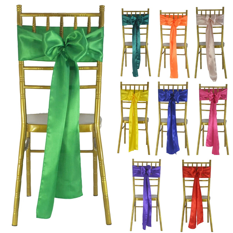 25 kom satenskih pojaseva za stolice Univerzalna navlaka za stolice Mašna vrpca za dekoracije za svatove Rođendan Božić Baby Shower Vezica za leđa