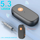 Transmițător și receptor audio Bluetooth 5.3 2 în 1 Adaptor audio auxiliar de 3,5 mm Transmițător Bluetooth pentru căști TV pentru mașină