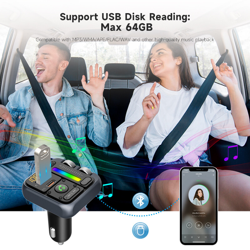 2023 Bluetooth 5.3 auto juhtmeta FM-saatja raadioadapter PD30W QC3.0 kiirlaadimine auto MP3 U ketasmuusikapleieri tarvikud