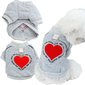 Topla odjeća za pse, zimski uzorci srca, sive majice s kapuljačom za kućne ljubimce Pulover od flisa za pse, jakna za male pse, trenirka za psiće Yorkshirea