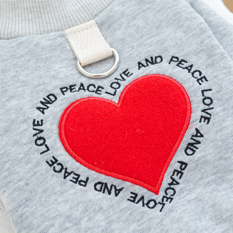 Topla odjeća za pse, zimski uzorci srca, sive majice s kapuljačom za kućne ljubimce Pulover od flisa za pse, jakna za male pse, trenirka za psiće Yorkshirea