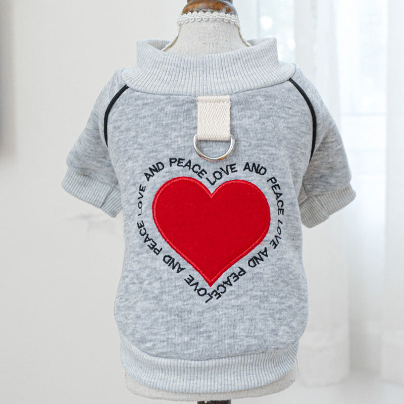 Topla odjeća za pse, zimski uzorci srca, sive majice s kapuljačom za kućne ljubimce Pulover od flisa za pse, jakna za male pse, trenirka za psiće Yorkshirea