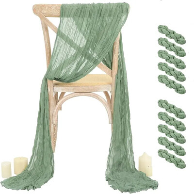 10τμχ Φύλλα καρέκλας φασκόμηλο πράσινο τυρόπανο 40X275CM Φύλλα καρέκλας με φιόγκο για δεξιώσεις γάμου Διακόσμηση διαδρόμου εστιατορίου