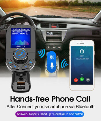 JINSERTA 2019 Car MP3 Music Player Δέκτης Bluetooth 5.0 Πομπός FM Διπλός USB QC3.0 Φορτιστής Οθόνη LED AUX Lossless Music