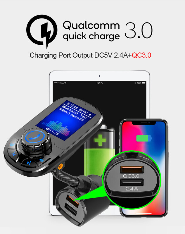 JINSERTA 2019 Player de muzică MP3 pentru mașină Receptor Bluetooth 5.0 Transmițător FM Încărcător dublu USB QC3.0 Afișaj LED AUX Muzică fără pierderi