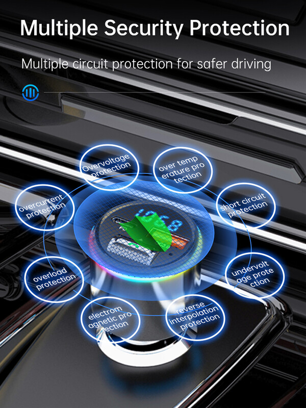 Nou Bluetooth 5.3 Transmițător FM Mâini libere Auto MP3 Player Stereo Auto Modulator FM PD30W Încărcare rapidă QC3.0 AUX Player Lumină RGB