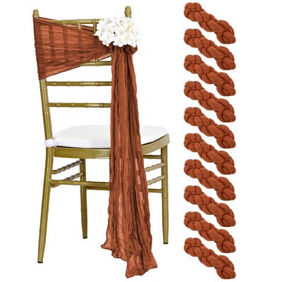 10 bucăți 40x275cm tifon din pânză de brânză cerceve pentru scaun cu fundă proiectată husă de scaun decorativă pentru petrecere de nuntă