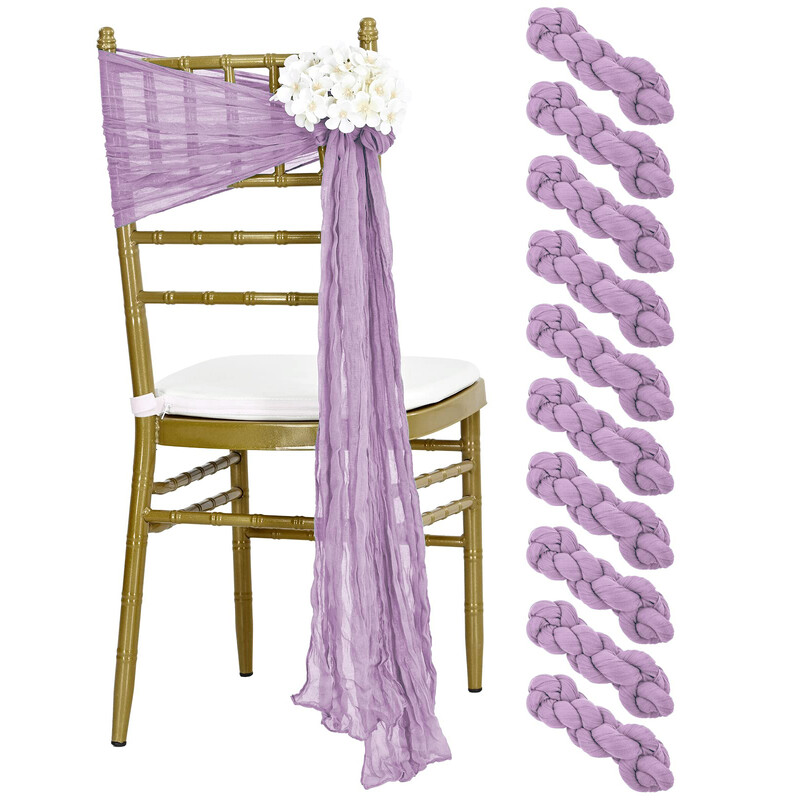 10 bucăți 40x275cm tifon din pânză de brânză cerceve pentru scaun cu fundă proiectată husă de scaun decorativă pentru petrecere de nuntă