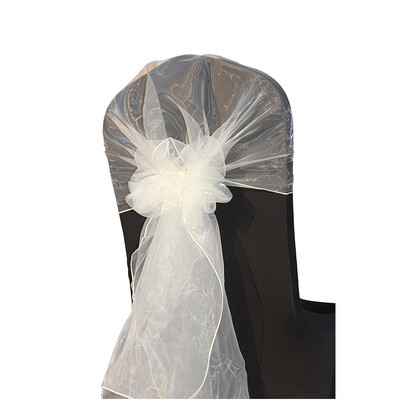 10 tk Pulmakaunistus Organza tooli kate Sündmuse pidu bankett Hotelli tooliraamid tooli kate sõlme kaunistus 65x275cm