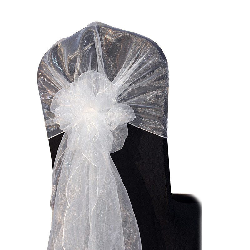10 tk Pulmakaunistus Organza tooli kate Sündmuse pidu bankett Hotelli tooliraamid tooli kate sõlme kaunistus 65x275cm