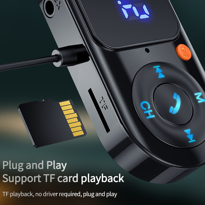 Transmițător FM fără fir Bluetooth 5.0 Player Mp3 pentru mașină Kit auto Mâini libere LCD Aux Audio Încărcare USB PD18W Accesorii auto Modulat FM