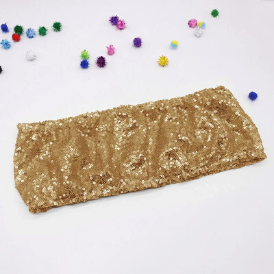 10 τμχ Φύλλα καρέκλας από ελαστικές παγιέτες Sparkly Gold Sash Band για γαμήλιο πάρτι για συμπόσιο Κάλυμμα καρέκλας εξωτερικού χώρου Διακοσμήσεις φύλλου