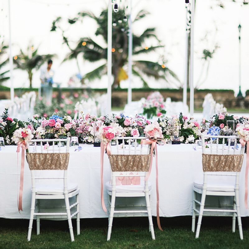 10 τμχ Φύλλα καρέκλας από ελαστικές παγιέτες Sparkly Gold Sash Band για γαμήλιο πάρτι για συμπόσιο Κάλυμμα καρέκλας εξωτερικού χώρου Διακοσμήσεις φύλλου