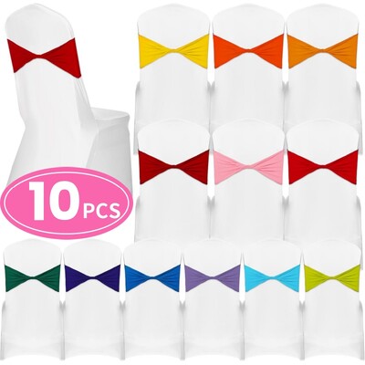 10 bucăți spandex elastic cane pentru scaune funde bandă pentru scaune elastice husă pentru scaune cravate decorare pentru nuntă, eveniment, ceremonie, petrecere de aniversare