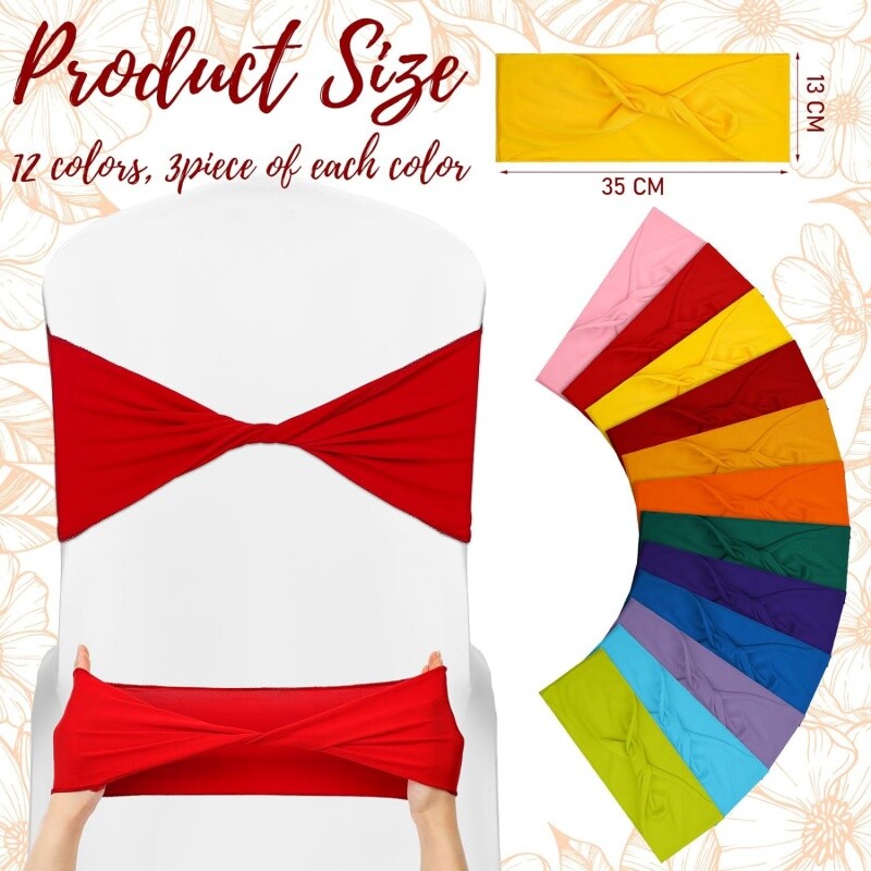 10PCS Spandex rastezljivi pojasovi za stolice Mašne Trake za stolice Elastične navlake za stolice Vezice Dekoracija za svadbenu svečanost Rođendanska zabava