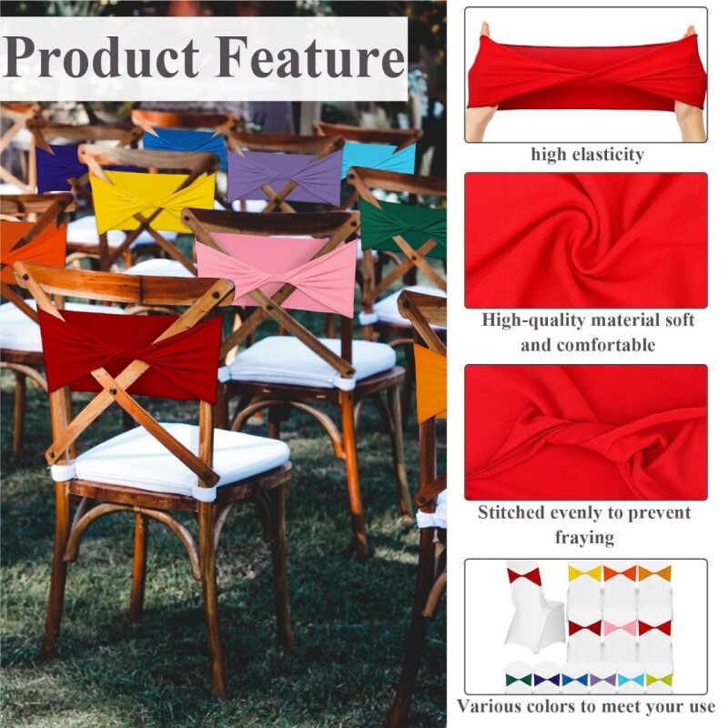 10PCS Spandex rastezljivi pojasovi za stolice Mašne Trake za stolice Elastične navlake za stolice Vezice Dekoracija za svadbenu svečanost Rođendanska zabava