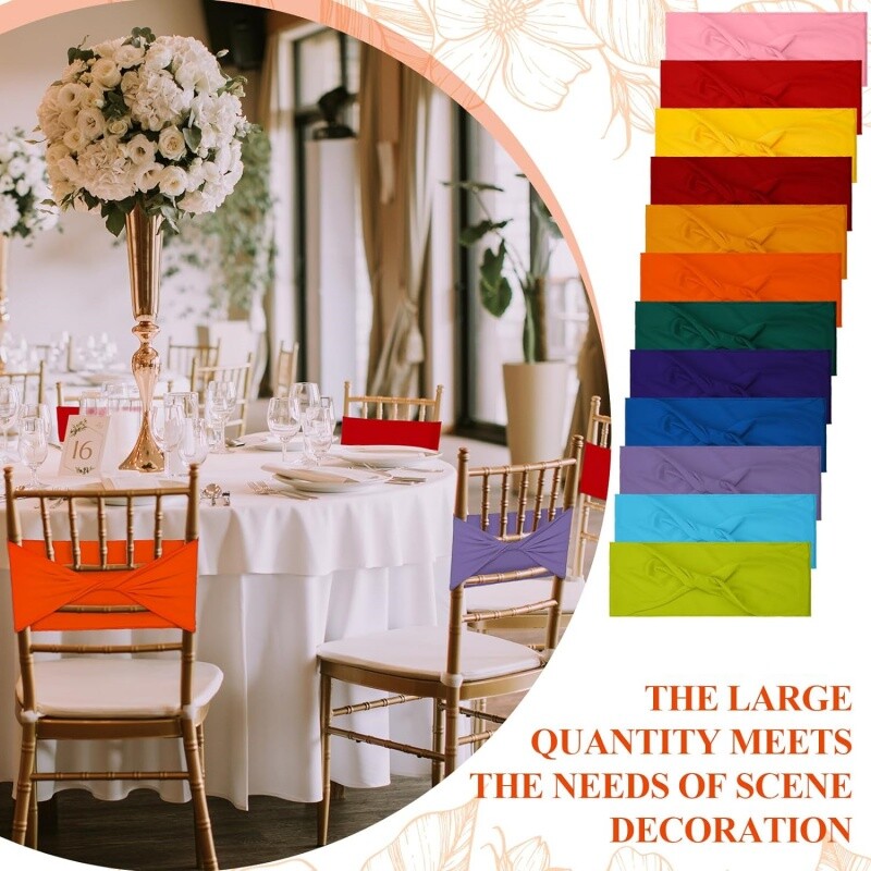 10PCS Spandex rastezljivi pojasovi za stolice Mašne Trake za stolice Elastične navlake za stolice Vezice Dekoracija za svadbenu svečanost Rođendanska zabava