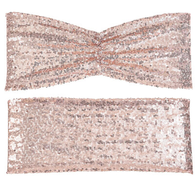 10 ΤΕΜ Παγιέτες φούξια χρυσά φύλλα καρέκλας Πτυσσόμενα καλύμματα καρέκλας Φιόγκος για διακοσμήσεις δεξίωσης δεξίωσης δεξίωσης σε γαμήλια δεξίωση