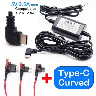 5V 2,5A Mini Micro Type C USB autós műszerfal kamera töltő adapter Hard Wire DVR Hardwire Kit XiaoMi 70Mai YI 360