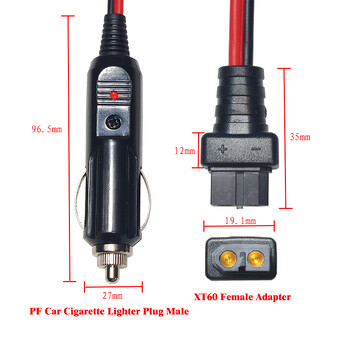 Καλώδιο φόρτισης αυτοκινήτου XT60 για φορητό σταθμό τροφοδοσίας Ecoflow PF αναπτήρας τσιγάρων Αρσενικό βύσμα σε καλώδιο προέκτασης προσαρμογέα XT60