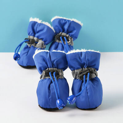 4 бр./компл. Водоустойчиви зимни обувки за домашни кучета Противоплъзгащи се ботуши за дъжд и сняг Обувки Дебели топли за малки котки Кученца Чорапи Ботуши