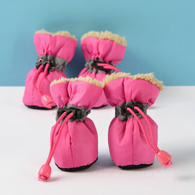 4 бр./компл. Водоустойчиви зимни обувки за домашни кучета Противоплъзгащи се ботуши за дъжд и сняг Обувки Дебели топли за малки котки Кученца Чорапи Ботуши