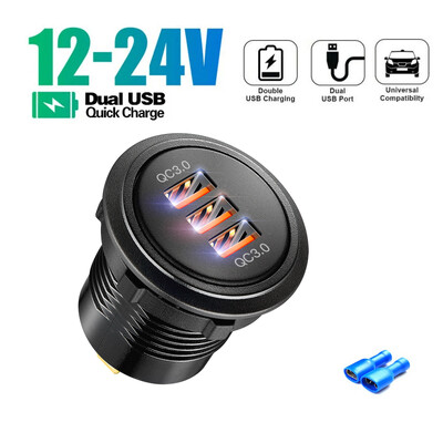 12V/24V priză usb încărcare rapidă 3 0 priză USB PD USB-C și două porturi QC3.0 pentru camioane de motociclete maritime