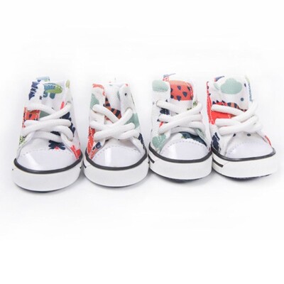 4 bucăți pantofi din pânză pentru câini, rezistenți la uzură, cizme antiderapante de modă pentru animale de companie, încălțăminte ocazională pentru cățeluși pantofi sport pentru câini de talie mică