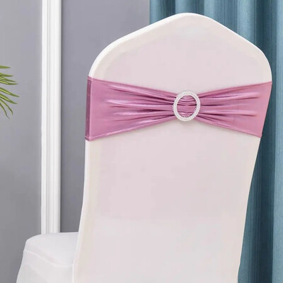 10pcs Metallic Spandex Chair Sashes Bands Stretch Chair Ties Bows for Wedding Banquet Party Event Chair Decoration