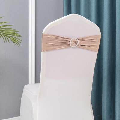 10 τμχ Μεταλλικό Spandex Chair Sashes Bands Stretch Chair Ties Φιόγκοι για Διακόσμηση καρέκλας εκδηλώσεων σε δεξίωση γάμου