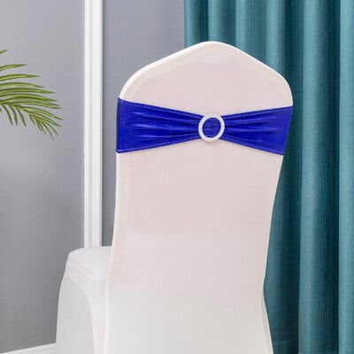 10 τμχ Μεταλλικό Spandex Chair Sashes Bands Stretch Chair Ties Φιόγκοι για Διακόσμηση καρέκλας εκδηλώσεων σε δεξίωση γάμου