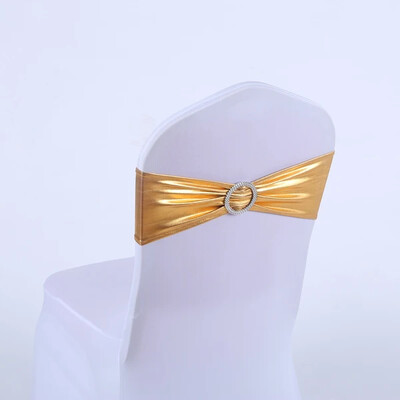 10 τμχ Μεταλλικό Spandex Chair Sashes Bands Stretch Chair Ties Φιόγκοι για Διακόσμηση καρέκλας εκδηλώσεων σε δεξίωση γάμου