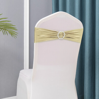 10 τμχ Μεταλλικό Spandex Chair Sashes Bands Stretch Chair Ties Φιόγκοι για Διακόσμηση καρέκλας εκδηλώσεων σε δεξίωση γάμου